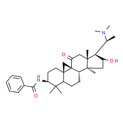 N-[(20S)-20-(Dimethylamino)-16β-hydroxy-4,4,14-trimethyl-11-oxo-9,19-cyclo-5α-pregnan-3β-yl]benzamide结构式