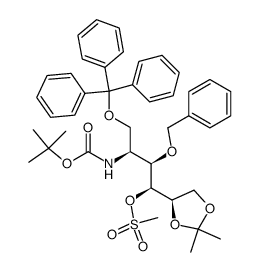 D-Glucitol, 2-deoxy-2-(1,1-dimethylethoxy)carbonylamino-5,6-O-(1-methylethylidene)-3-O-(phenylmethyl)-1-O-(triphenylmethyl)-, 4-methanesulfonate结构式