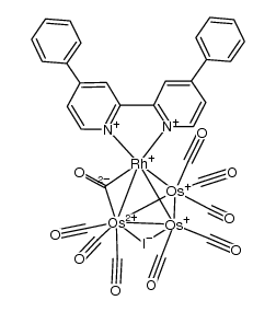 Os3Rh(μ-H)2(μ-I)(CO)8(μ-CO)(4,4'-diphenyl-2,2'-bipyridine)结构式