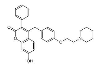 7-hydroxy-3-phenyl-4-[[4-(2-piperidin-1-ylethoxy)phenyl]methyl]chromen-2-one结构式