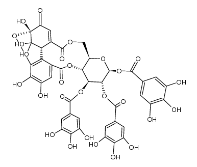 1,2,3-tri-O-galloyl-4,6-O-dehydrohexahydroxydiphenoyl-β-D-glucopyranose Structure