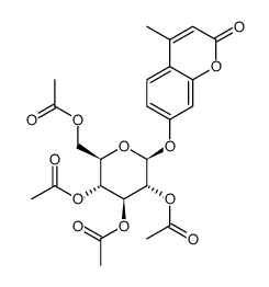 2H-1-Benzopyran-2-one, 4-methyl-7-((2,3,4,6-tetra-O-acetyl-beta-D-gluc opyranosyl)oxy)- Structure