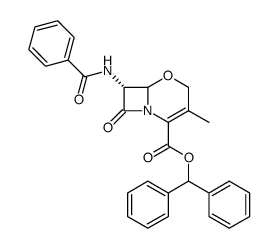 (6R-trans)-7-(Benzoylamino)-3-Methyl-8-oxo-5-oxa-1-azabicyclo[4.2.0]oct-2-ene-2-carboxylic Acid Diphenylmethyl Ester结构式