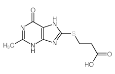 Propanoicacid, 3-[(6,9-dihydro-2-methyl-6-oxo-1H-purin-8-yl)thio]- Structure