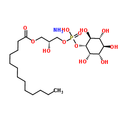 1-十三烷酰基-2-羟基-sn-甘油-3-磷酸-(1'-肌醇)(铵盐)结构式