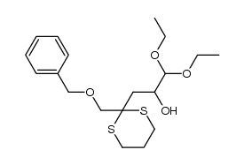 3-{2-[(benzyloxy)methyl]-1,3-dithian-2-yl}-1,1-diethoxypropan-2-ol结构式
