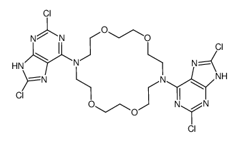 7,16-bis(2,8-dichloro-7H-purin-6-yl)-1,4,10,13-tetraoxa-7,16-diazacyclooctadecane Structure
