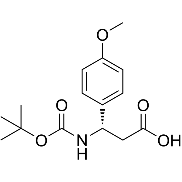 (S)-3-((叔丁氧基羰基)氨基)-3-(4-甲氧基苯基)丙酸结构式