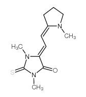 1,3-二甲基-5-[(1-甲基吡咯烷-2-亚基)乙亚基]-2-硫酮咪唑烷-4-酮结构式