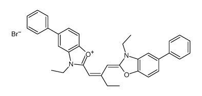 3-ethyl-2-[2-[(3-ethyl-5-phenyl-3H-benzoxazol-2-ylidene)methyl]but-1-enyl]-5-phenylbenzoxazolium bromide Structure