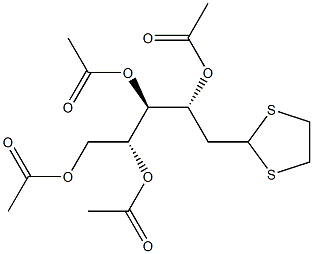 3-O,4-O,5-O,6-O-Tetraacetyl-2-deoxy-D-arabino-hexose 1,2-ethanediyl dithioacetal结构式