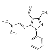 N'-(4-甲酰基-3-甲基-1-苯基-1H-吡唑-5-基)-N,N-二甲基亚氨基甲酰胺结构式