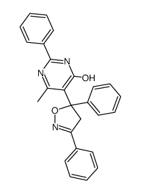 5-(3,5-diphenyl-4,5-dihydro-isoxazol-5-yl)-6-methyl-2-phenyl-3H-pyrimidin-4-one结构式