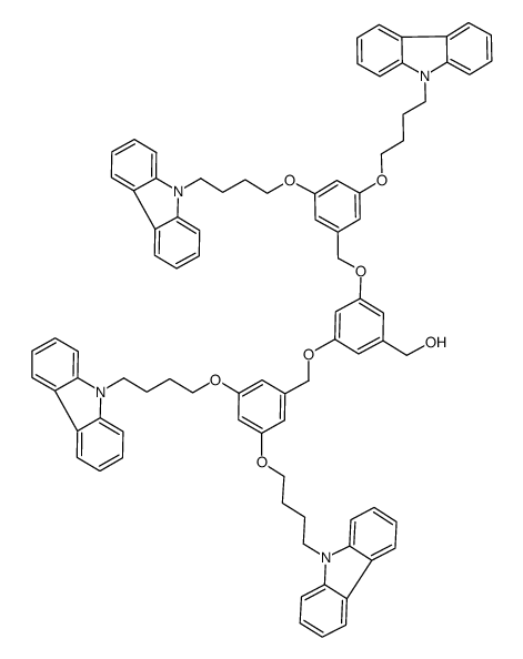(3,5-bis(3',5'-bis(4-(9H-carbazol-9-yl)butoxy)benzyloxy)phenyl)methanol Structure