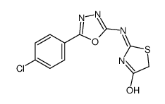 2-[[5-(4-chlorophenyl)-1,3,4-oxadiazol-2-yl]amino]-1,3-thiazol-4-one结构式