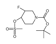 反式-叔丁基3-氟-4-(甲基磺酰氧基)哌啶-1-羧酸结构式