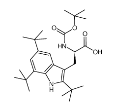 (R)-2-((tert-butoxycarbonyl)amino)-3-(2,5,7-tri-tert-butyl-1H-indol-3-yl)propanoic acid Structure