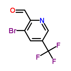 3-溴-5-(三氟甲基)-2-吡啶羧醛结构式