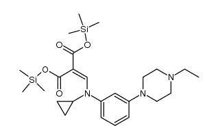 ditrimethylsilyl N-cyclopropyl-3-(4-ethyl-1-piperazinyl)anilinomethylenemalonate结构式