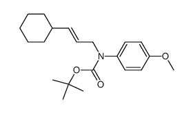 N-(t-butoxycarbonyl)-N-(4-methoxyphenyl)-3-cyclohexyl-(E)-2-propene-1-amine结构式