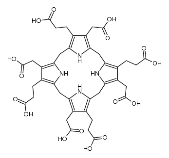 3,8,13,18-tetrakis(carboxymethyl)-5,10,15,20,22,24-hexahydro 21H,23H-Porphine-2,7,12,17-tetrapropanoic acid Structure