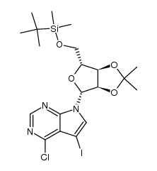 4-chloro-5-iodo-7-[5-O-[(1,1-dimethylethyl)dimethysilyl]-2,3-O-(1-methylethylidene)-β-D-ribofuranosyl]-7H-pyrrolo[2,3-d]pyrimidine Structure