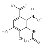 2-硝基-5-氨基-3-(乙酰基-氨基)-4-甲基苯甲酸结构式