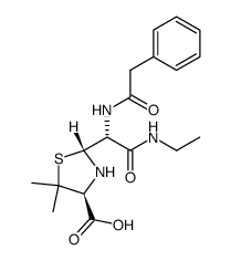 [2R-[2α(R*),4β]]-2-[2-(ethylamino)-2-oxo-1-[(phenylacetyl)amino]ethyl]-5,5-dimethyl-4-thiazolidinecarboxylic acid结构式