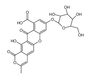 12-hydroxy-3-methyl-1,11-dioxo-8-[(2S,3R,4S,5S,6R)-3,4,5-trihydroxy-6-(hydroxymethyl)oxan-2-yl]oxyisochromeno[6,7-b]chromene-10-carboxylic acid结构式