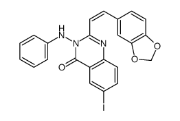 3-anilino-2-[(E)-2-(1,3-benzodioxol-5-yl)ethenyl]-6-iodoquinazolin-4-one Structure