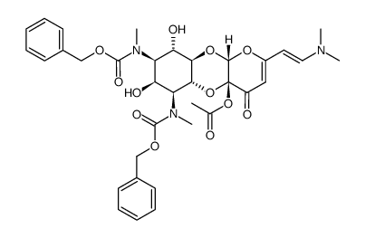 (4aS,5aR,6S,7S,8R,9S,9aR,10aR)-6,8-bis(((benzyloxy)carbonyl)(methyl)amino)-2-((E)-2-(dimethylamino)vinyl)-7,9-dihydroxy-4-oxo-5a,6,7,8,9,9a-hexahydro-4H-benzo[b]pyrano[2,3-e][1,4]dioxin-4a(10aH)-yl acetate结构式