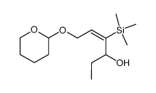 (E)-6-((tetrahydro-2H-pyran-2-yl)oxy)-4-(trimethylsilyl)hex-4-en-3-ol结构式