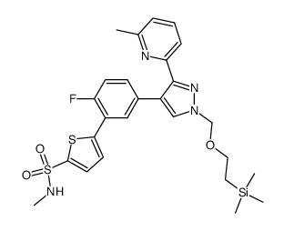 5-[2-fluoro-5-(3-(6-methylpyridin-2-yl)-1-{[2-(trimethylsilyl)ethoxy]methyl}-1H-pyrazol-4-yl)phenyl]-N-methylthiophene-2-sulfonamide Structure