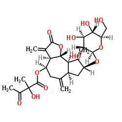 (2R)-2-羟基-2-甲基-3-氧代丁酸(3aR,4R,6aR,8S,9aR,9bR)-8-(beta-D-吡喃葡萄糖基氧基)十二氢-3,6,9-三(亚甲基)-2-氧代薁并[4,5-b]呋喃-4-基酯图片