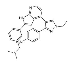 3-[4-[3-(4-氨基苯基)-1-乙基-1H-吡唑-4-基]-1H-吡咯并[2,3-b]吡啶-2-基]-N,N-二甲基苯甲胺结构式