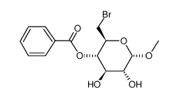 甲基-4-O-苯甲酰基-6-脱氧-6-溴-α-D-吡喃葡萄糖苷结构式