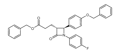 3-[(2S,3R)-2-(4-benzyloxy-phenyl)-1-(4-fluorophenyl)-4-oxo-azetidin-3-yl]-propionic acid benzyl ester结构式