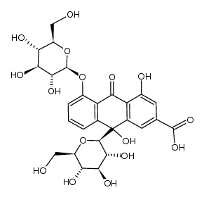 8-O-β-D-gucosyl-10-hydroxy-10-β-D-gycosyl rhein-9-anthrone结构式