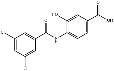 4-(3,5-二氯苯甲酰胺)-3-羟基苯甲酸结构式