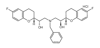 [2R,αS,2'S,α'S]-α-α'-[[(phenylmethyl)imino]bis-methylene]bis[6-fluoro-3,4-dehydro-2H-1-benzopyran-2-methanol] hydrochloride结构式