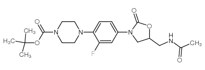 4-[4-[5-[(乙酰氨基)甲基]-2-氧代-3-恶唑烷基]-2-氟苯基]-1-哌嗪甲酸叔丁酯结构式
