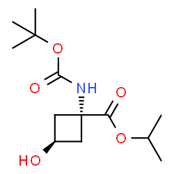 反式-丙烷-2-基-1-{{[((叔丁氧基)羰基]氨基} -3-羟基环丁烷-1-羧酸酯结构式