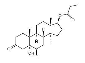 6β-fluoro-5-hydroxy-17β-propionyloxy-5α-androstan-3-one Structure