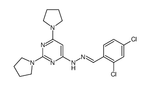 N-[(E)-(2,4-dichlorophenyl)methylideneamino]-2,6-dipyrrolidin-1-ylpyrimidin-4-amine Structure