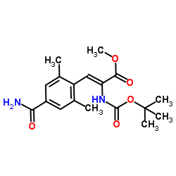 顺式-2-((叔丁氧羰基)氨基)-3-(4-氨甲酰基-2,6-二甲苯基)丙烯酸甲酯结构式