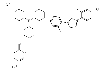 二氯[1,3-双(2-甲基苯基)-2-咪唑烷亚基](亚苄基)(三环己基膦)钌(II)结构式
