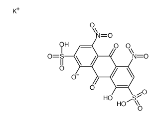 potassium hydrogen-9,10-dihydro-1,8-dihydroxy-4,5-dinitro-9,10-dioxoanthracene-2,7-disulphonate结构式