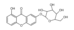 1-hydroxy-7-[(2S,3R,4S,5S,6R)-3,4,5-trihydroxy-6-(hydroxymethyl)oxan-2-yl]oxyxanthen-9-one结构式