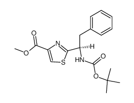 (R)-methyl 2-(1-(tert-butoxycarbonylamino)-2-phenylethyl)thiazole-4-carboxylate结构式