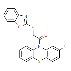1,3-benzoxazol-2-yl 2-(2-chloro-10H-phenothiazin-10-yl)-2-oxoethyl sulfide结构式